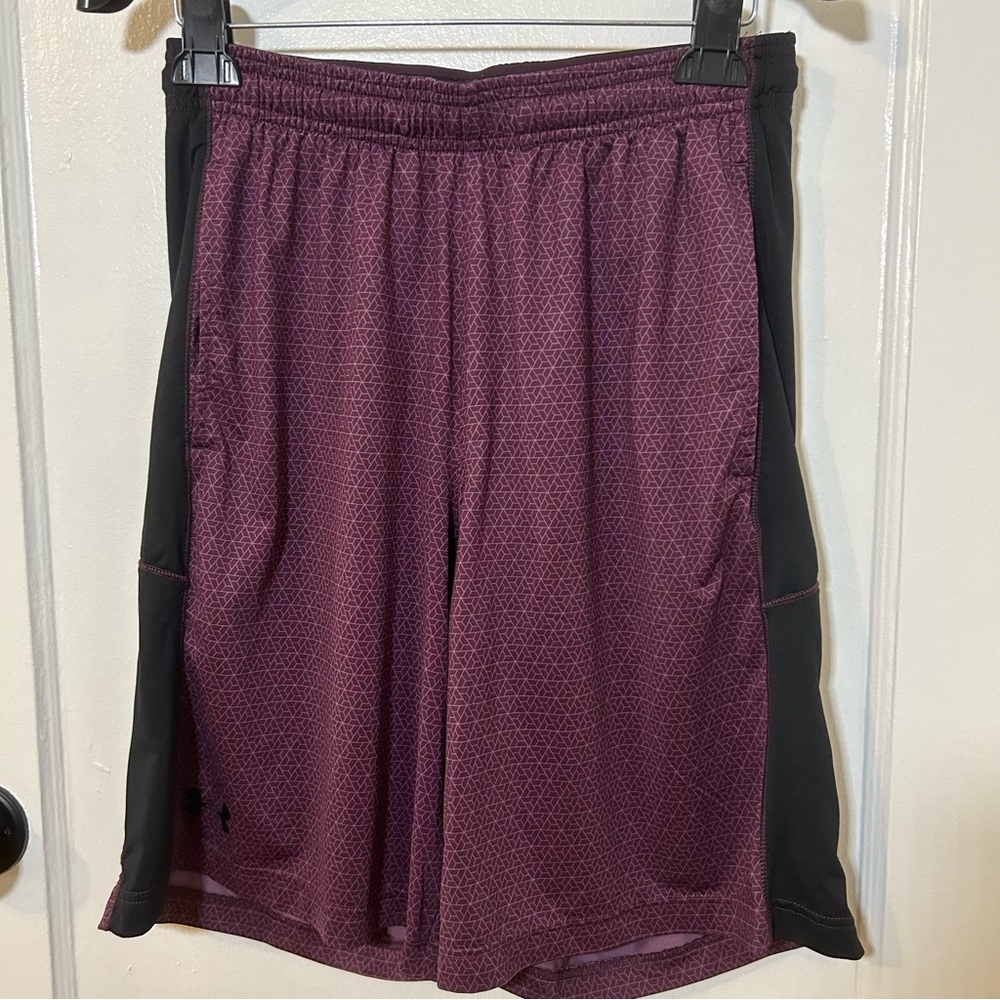 Under Armour purple geometric loose heatgear shorts